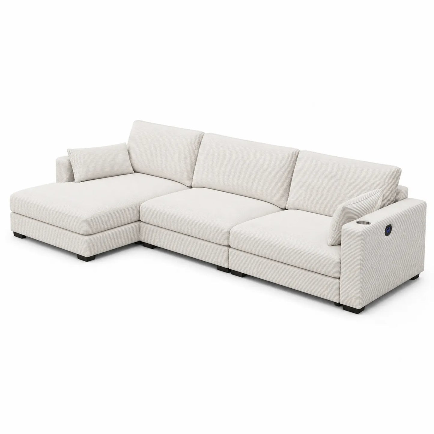 Modulares Ecksofa Beige Cord 300x150x85cm