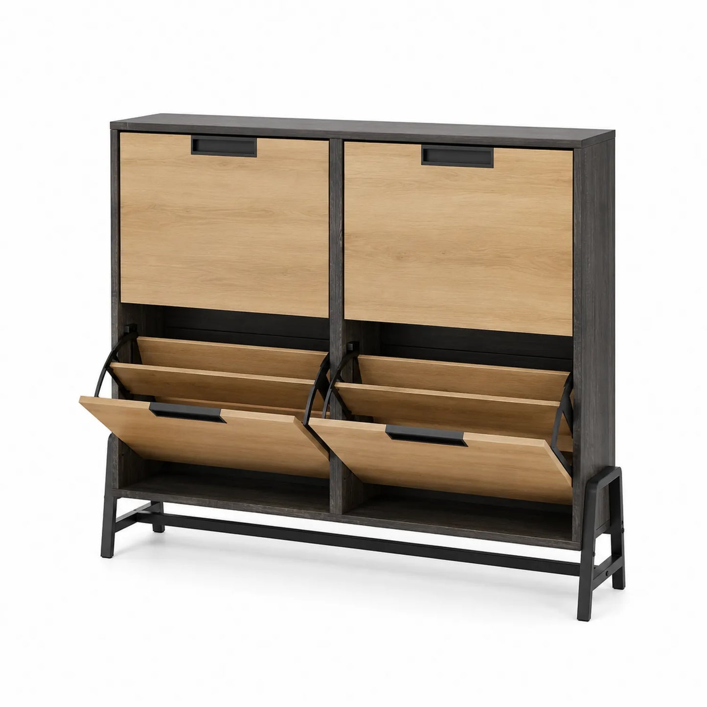 Schuhschrank Eichenholz Metall 80cm