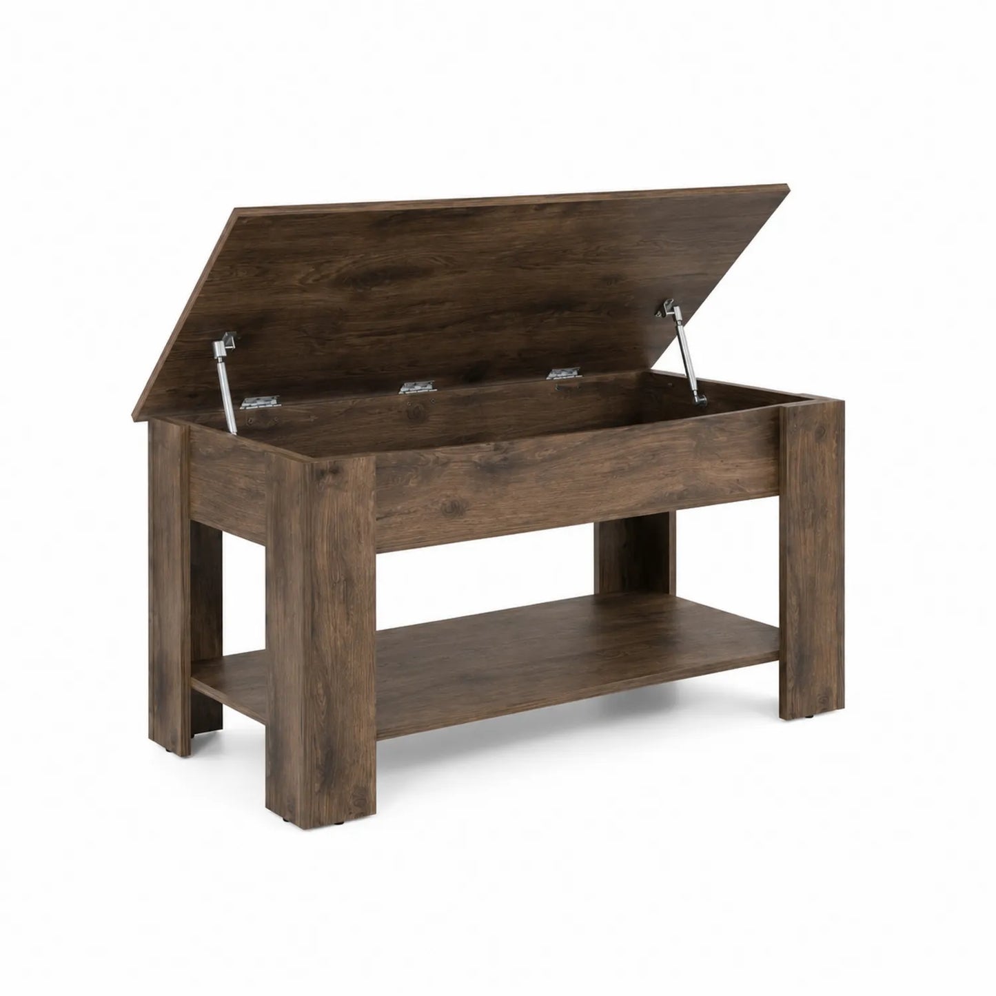 Holzbank mit Stauraum und Regal, Braun