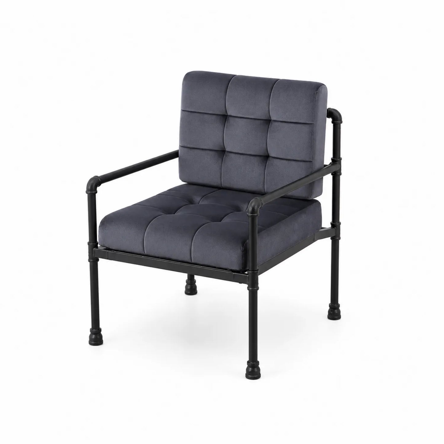 Stahlsessel mit Polyesterstoff, Grau/Schwarz