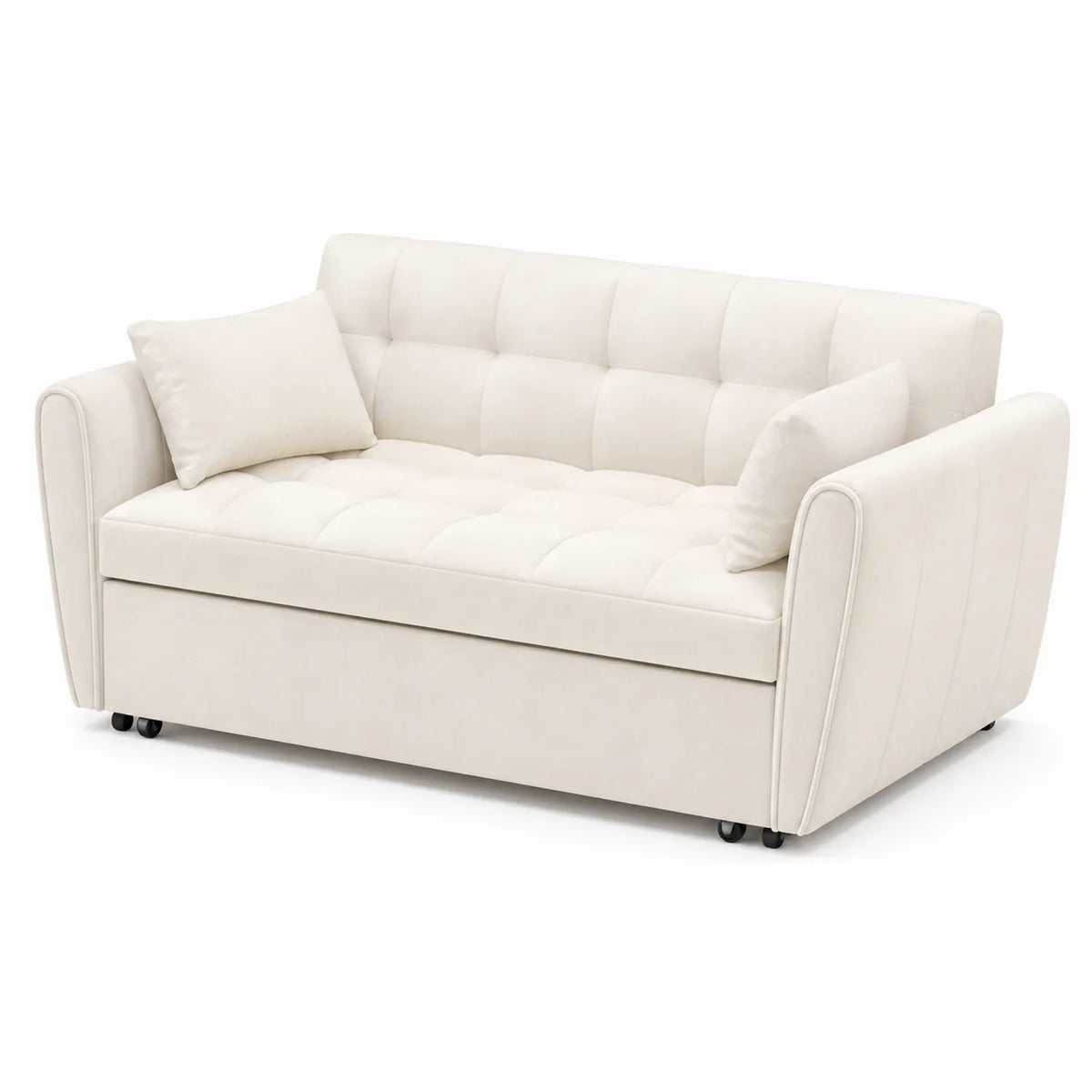 2-Sitzer Schlafsofa Beige Mikrofaser mit Stauraum
