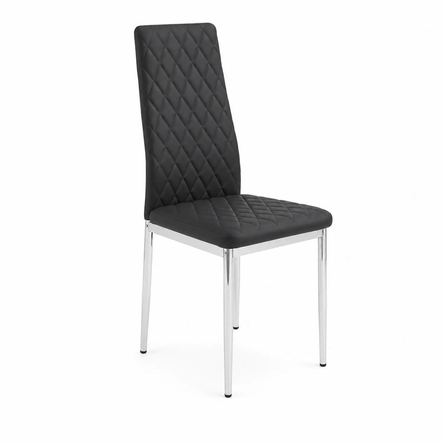 Esszimmerstuhl Kunstleder Chrom Dunkelgrau