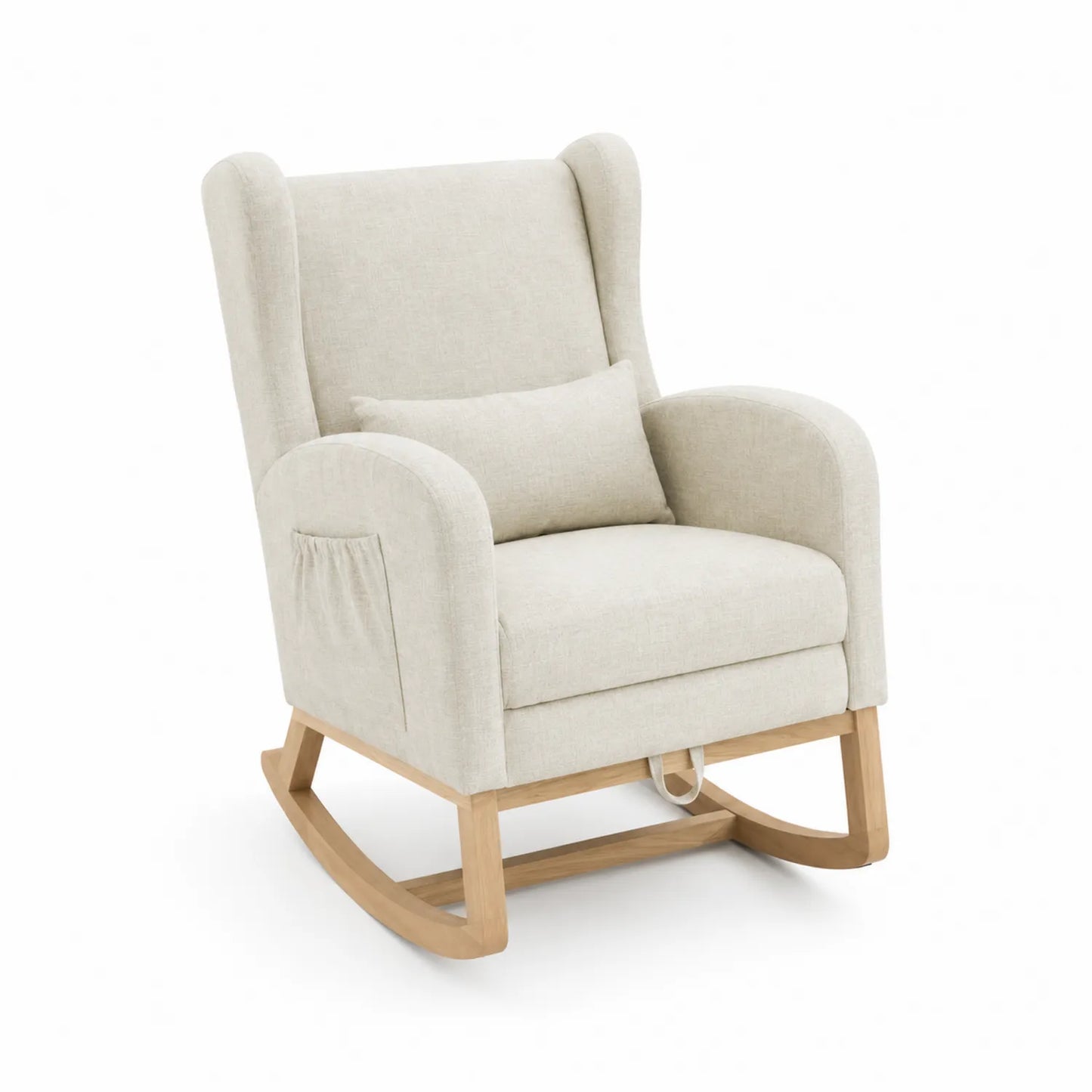 Polster-Schaukelstuhl Beige mit Holzrahmen