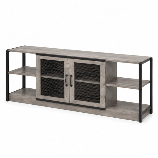 Holz- und Metall-TV-Kommode mit Regalen 150x40x60 cm