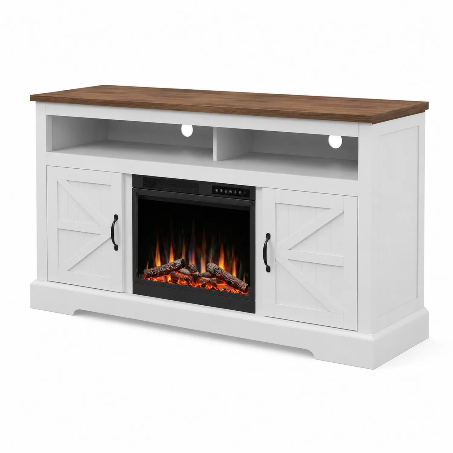 TV-Schrank mit Elektrokamin aus MDF-Holz Weiß 120x40x80cm