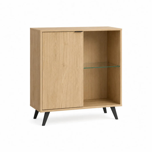 Sideboard Eiche mit Glasregal und Metallbeinen