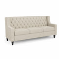 3-Sitzer Sofa Polyester Beige Holzbeine