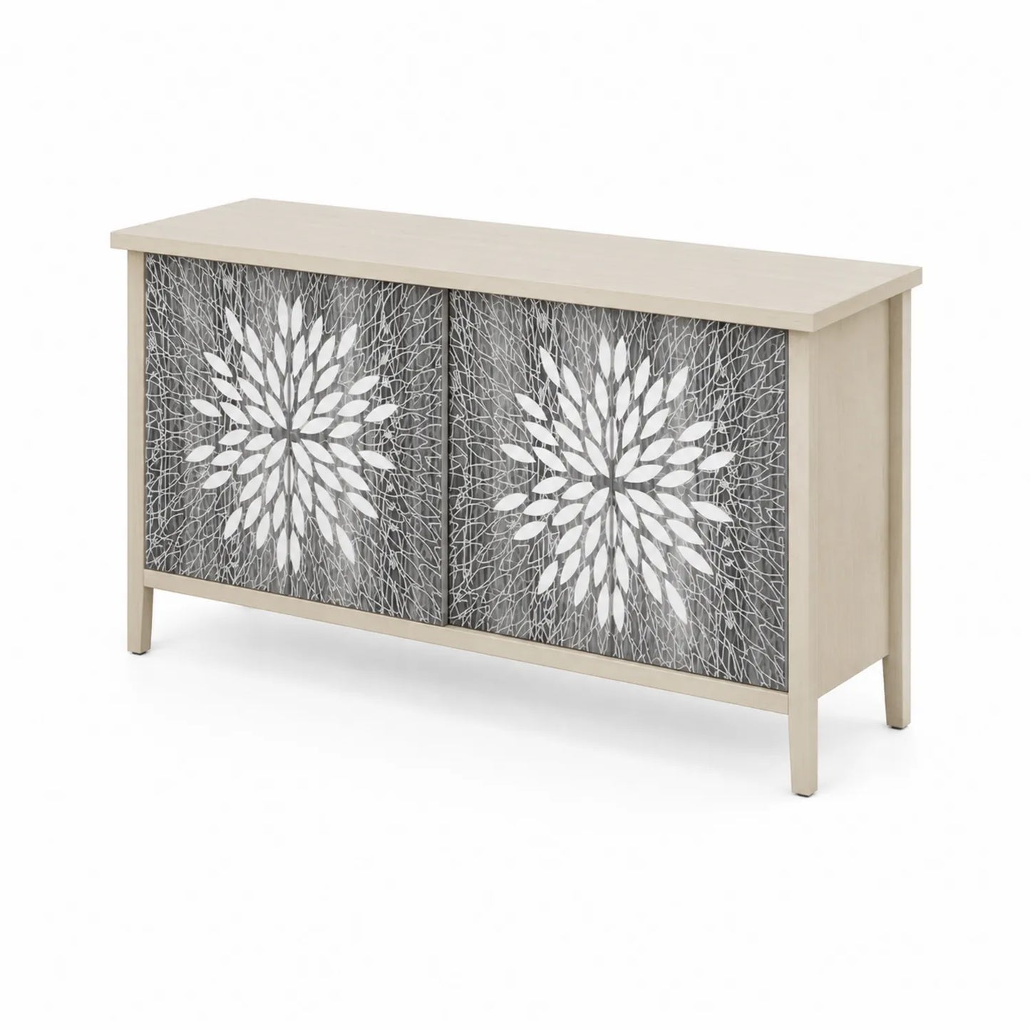 Holz-Sideboard mit floralem Muster und Schiebetüren