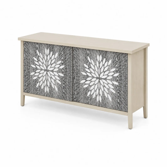 Holz-Sideboard mit floralem Muster und Schiebetüren