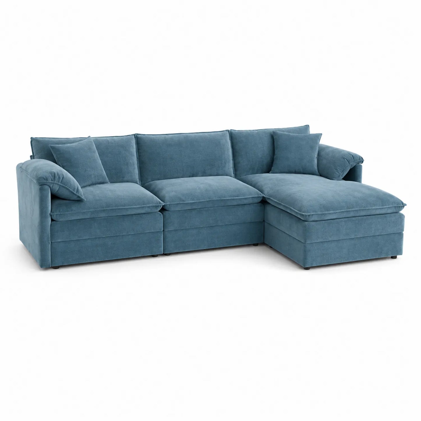 Ecksofa mit Ottomane Cordstoff Blau