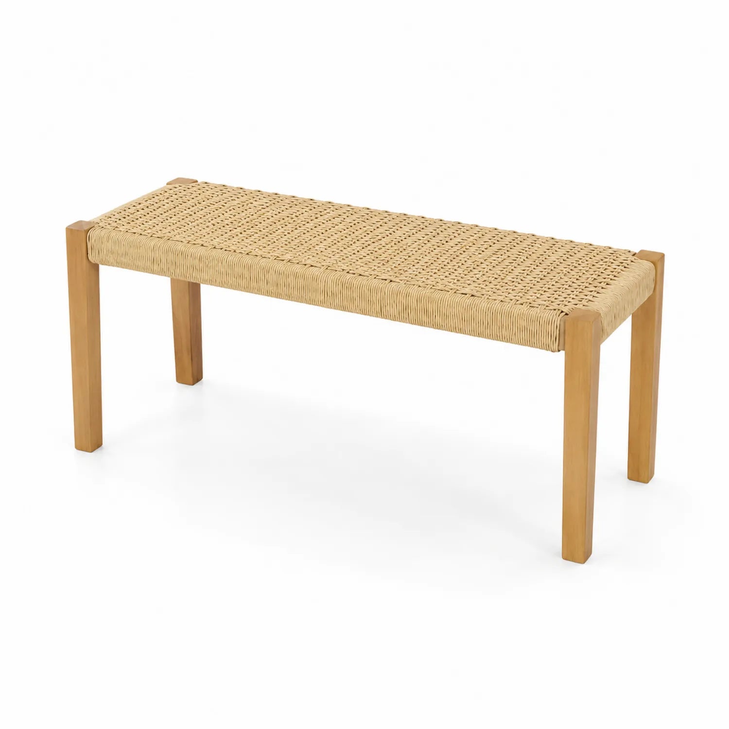 Bank Teakholz Beige Geflecht 120cm