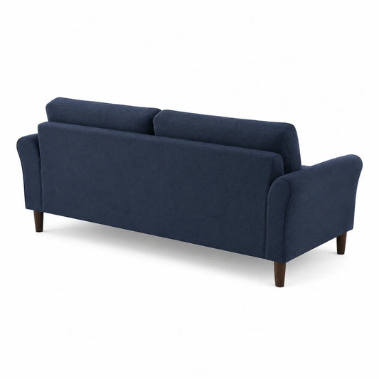 3-Sitzer Sofa Dunkelblau Polyester mit Massivholzbeinen