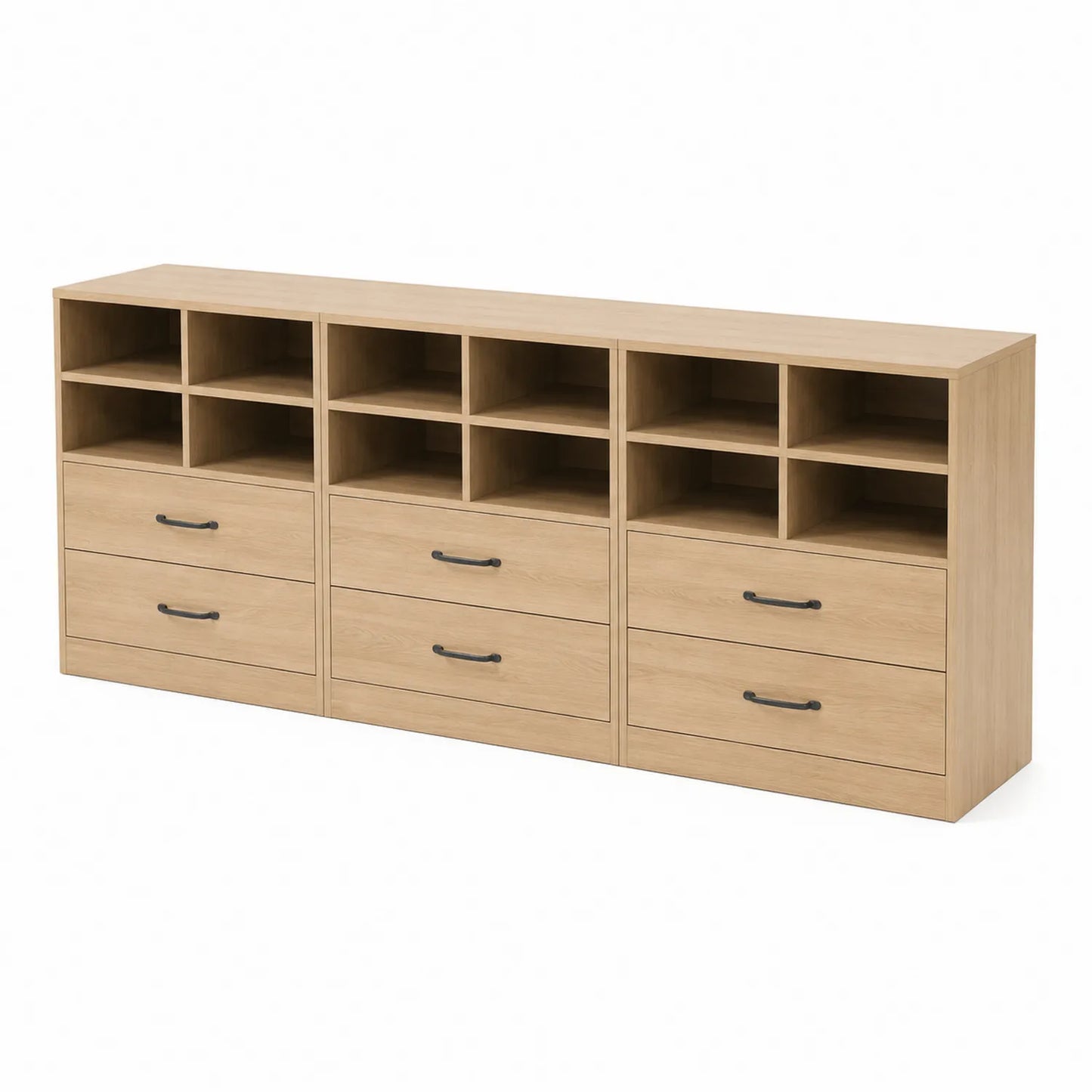 Eichenholzschrank mit Regalen und Schubladen