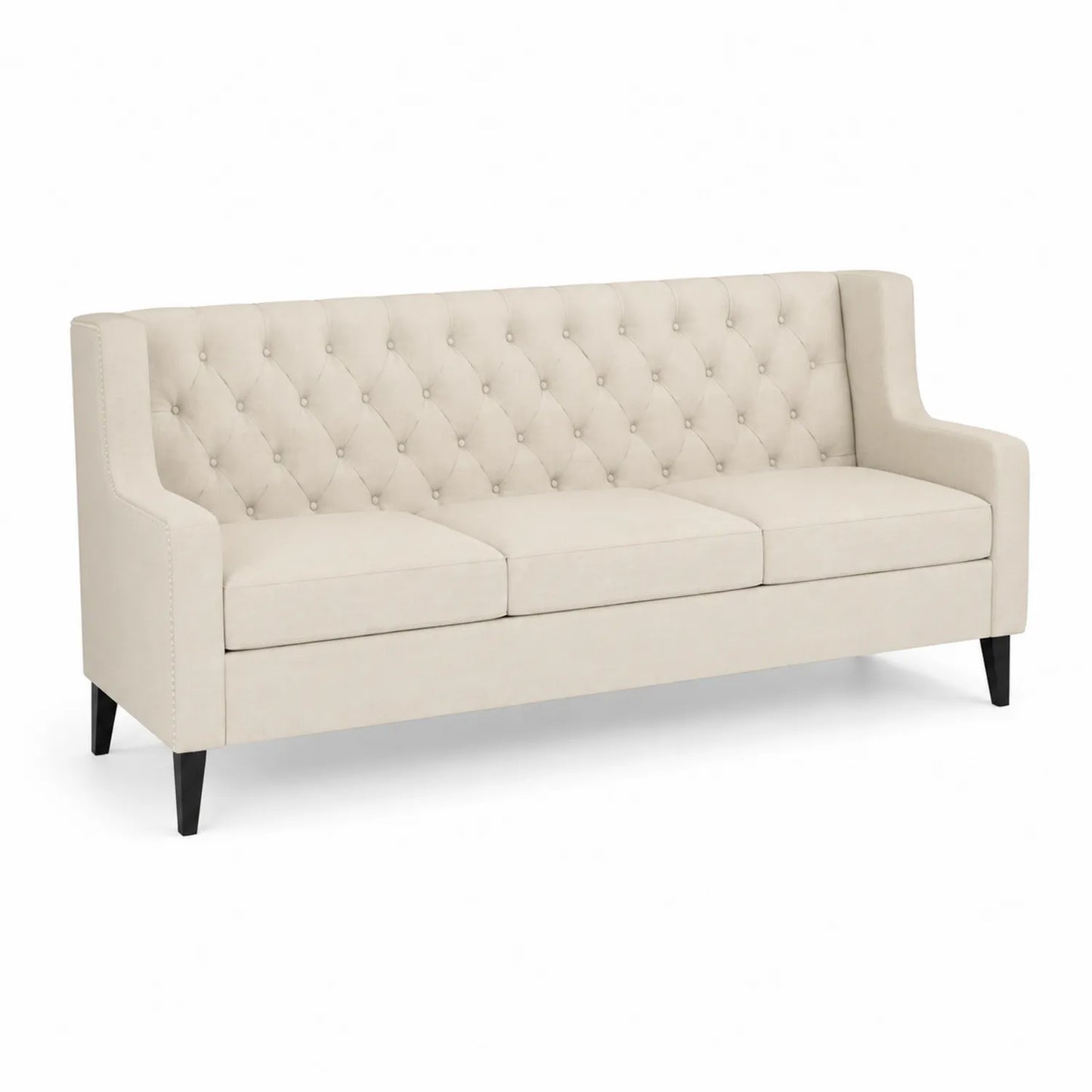 3-Sitzer Sofa Beige Stoff 200x85x70 cm Holzrahmen