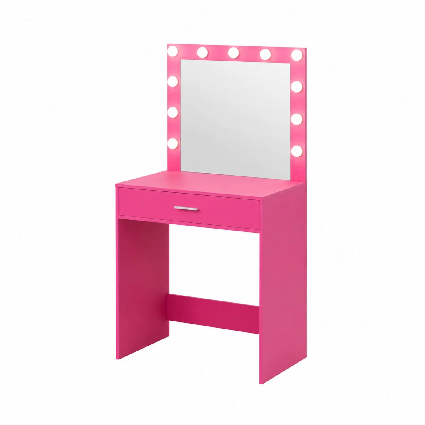 Schminktisch mit Spiegelbeleuchtung, Holz, Pink