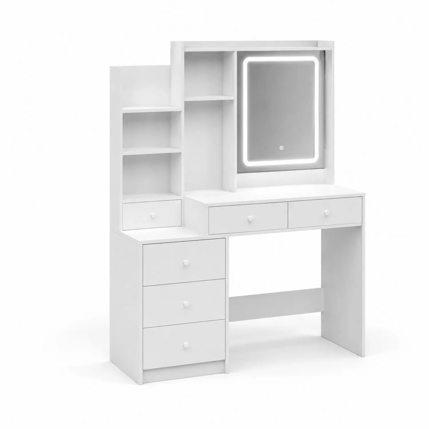 Schminktisch mit LED-Spiegel und Stauraum Weiß MDF 120x40x140cm