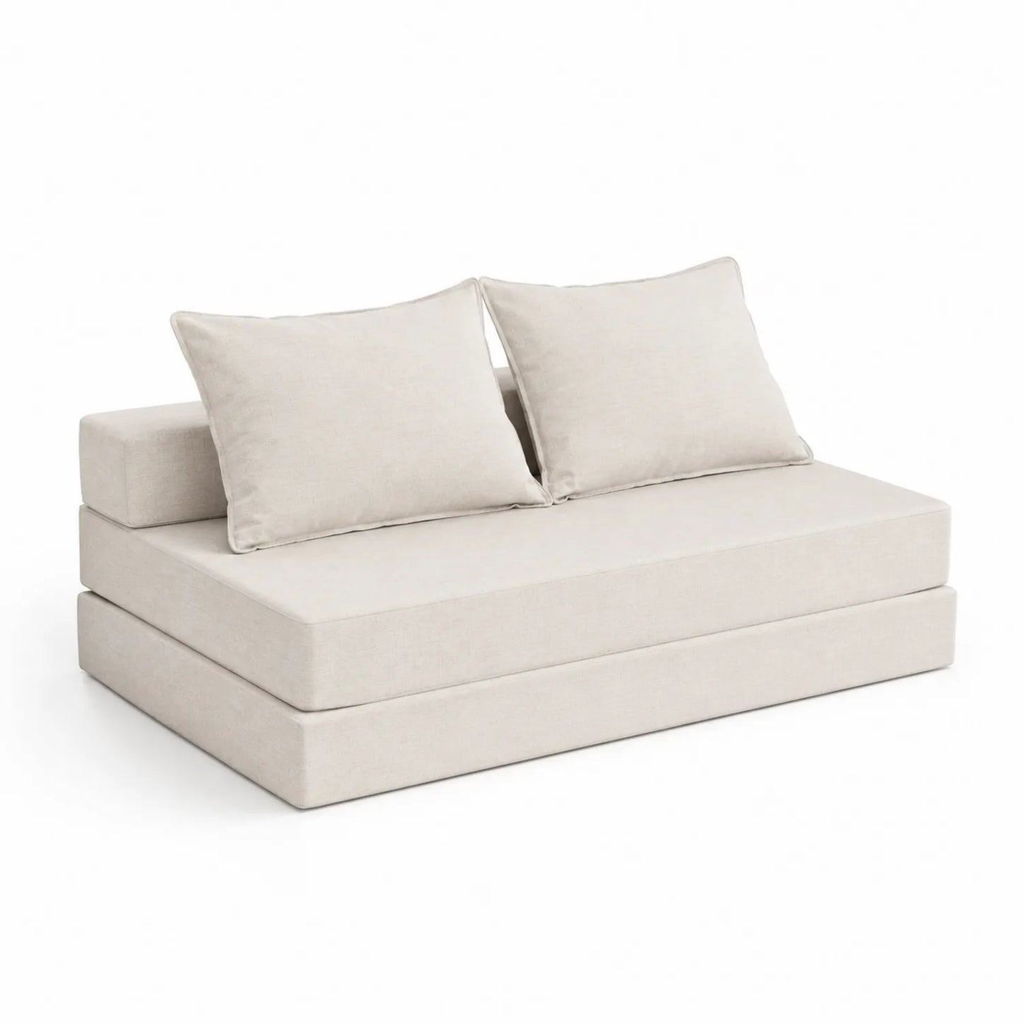 Schlafsofa Beige Leinen mit Kissen 200x140 cm