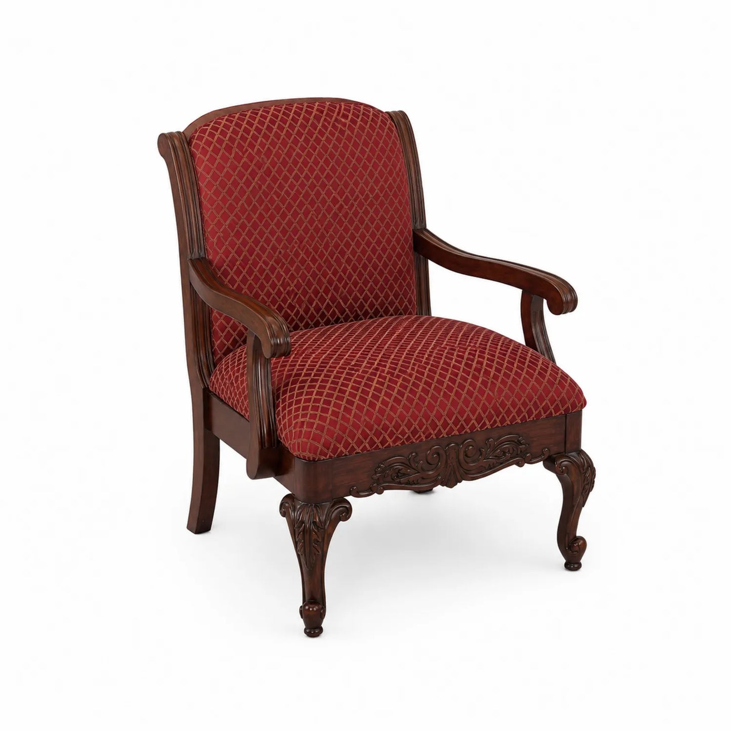 Massivholz Sessel mit Polyesterbezug in Rot