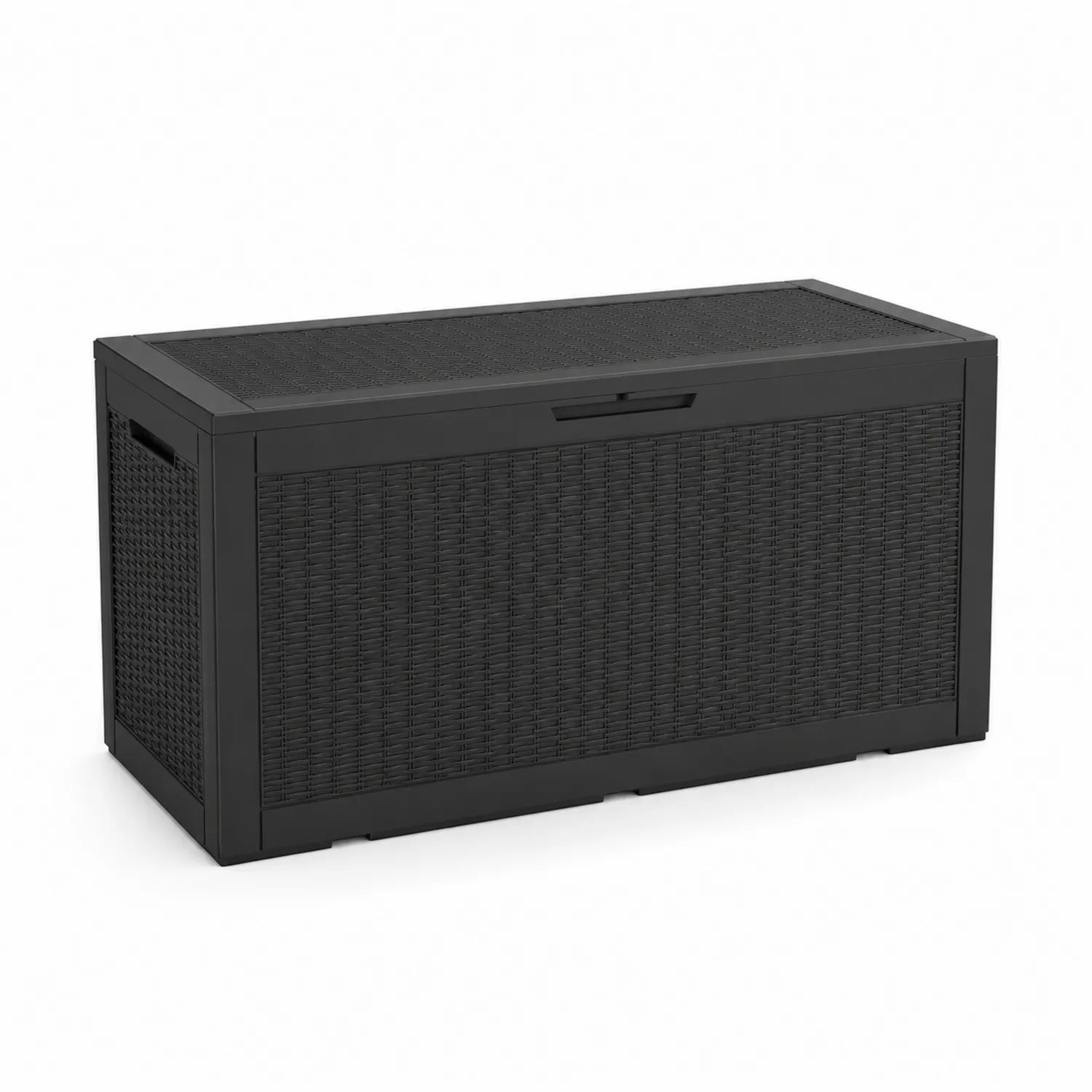 Aufbewahrungsbox Kunststoff Rattanoptik Schwarz 117x45x57 cm