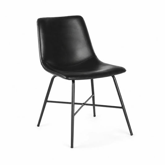 Esszimmerstuhl Lederoptik Stahlgestell Schwarz