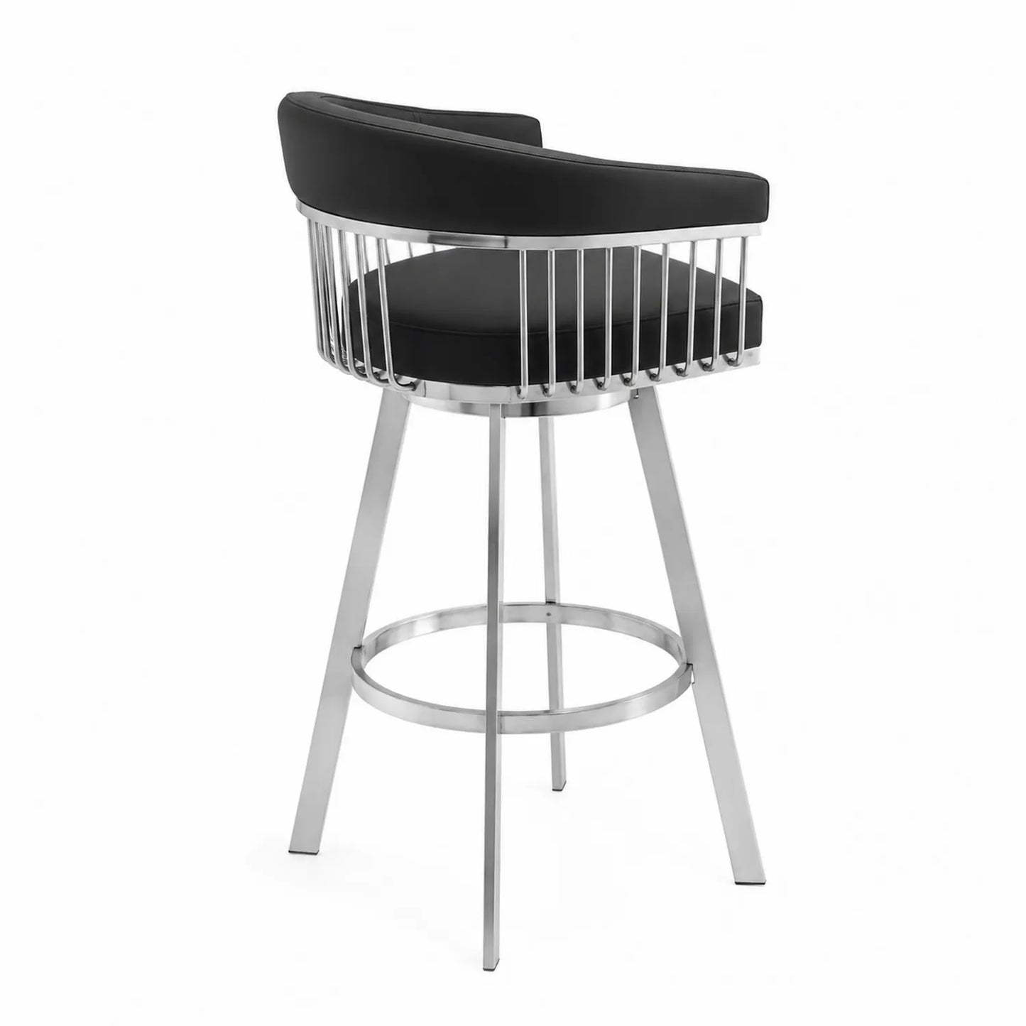 Barhocker Metall Schwarz Leder 110 cm Drehbar