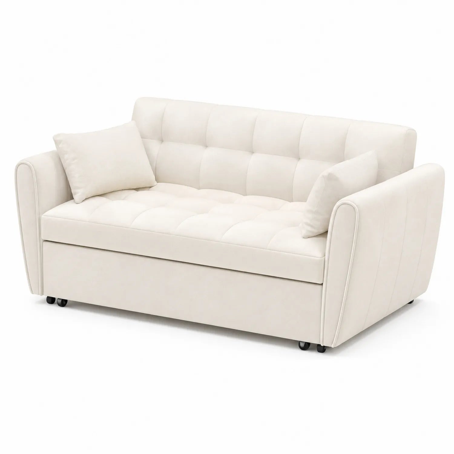 2-Sitzer Schlafsofa Beige Mikrofaser mit Stauraum