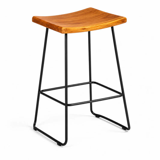 Barhocker Holz Sitz Stahlgestell 40x30x70 cm