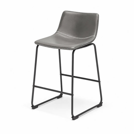 Barhocker Grau Kunstleder Metall
