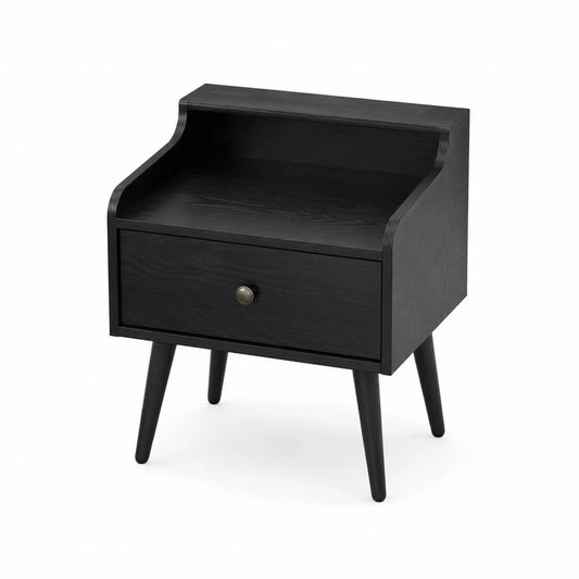 Nachttisch Holz Schwarz mit Schublade 50x40x60 cm