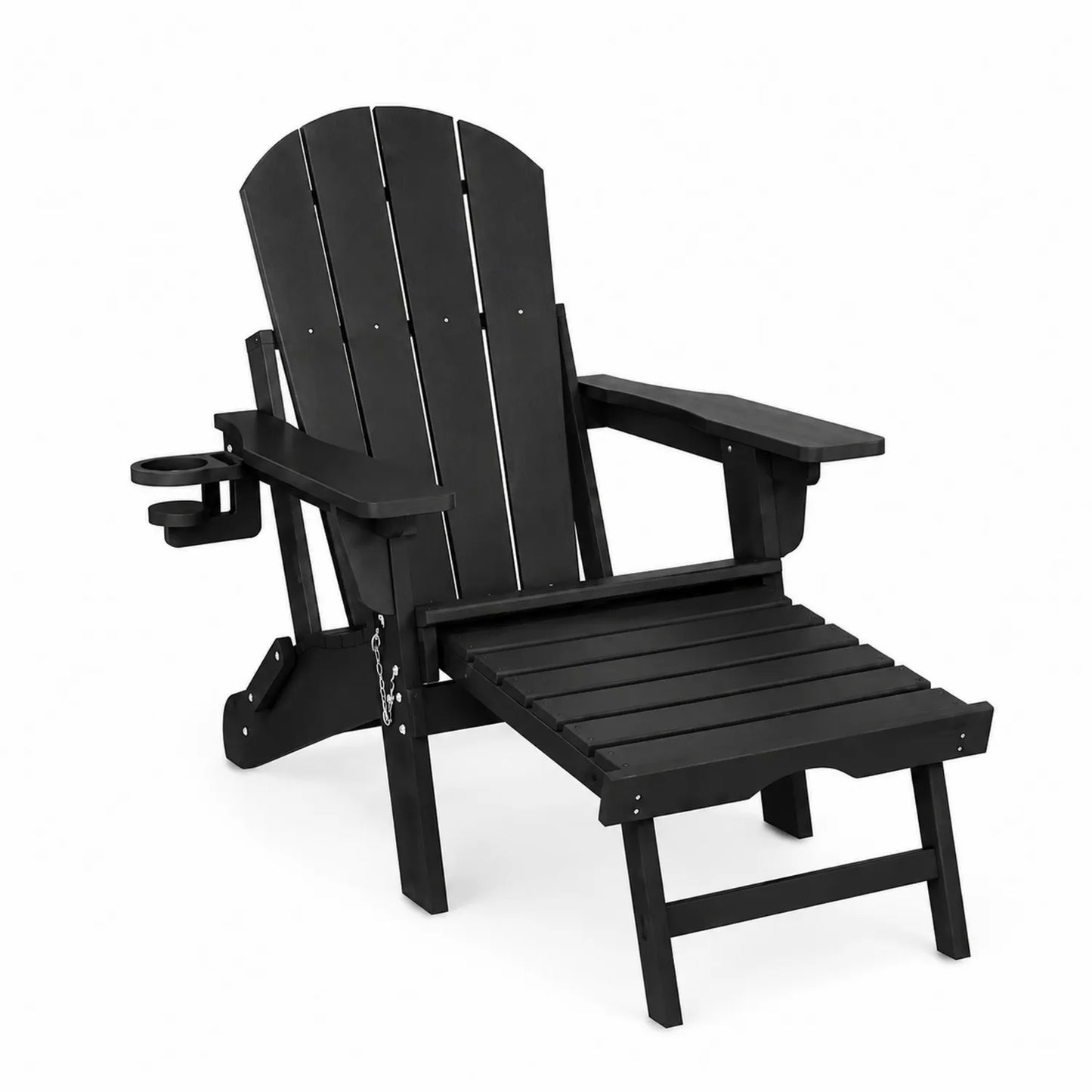Adirondack Gartenstuhl mit Fußstütze klappbar Polyethylen Schwarz