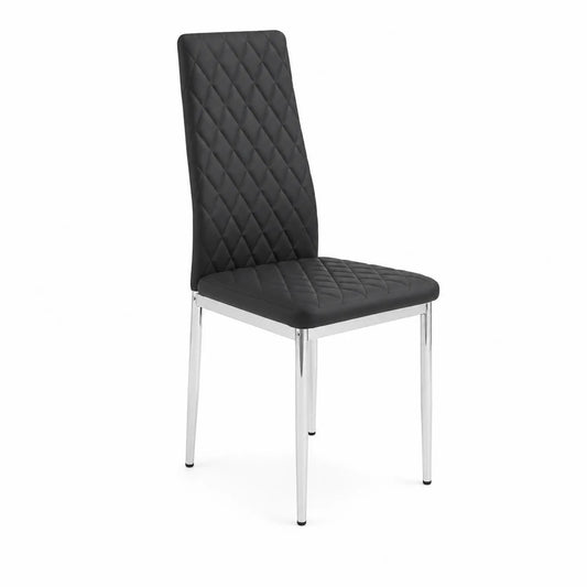 Esszimmerstuhl Kunstleder Chrom Dunkelgrau