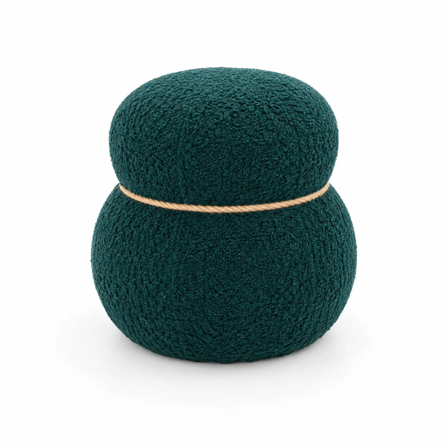 Runder Hocker Bouclé Dunkelgrün 40x40x45 cm