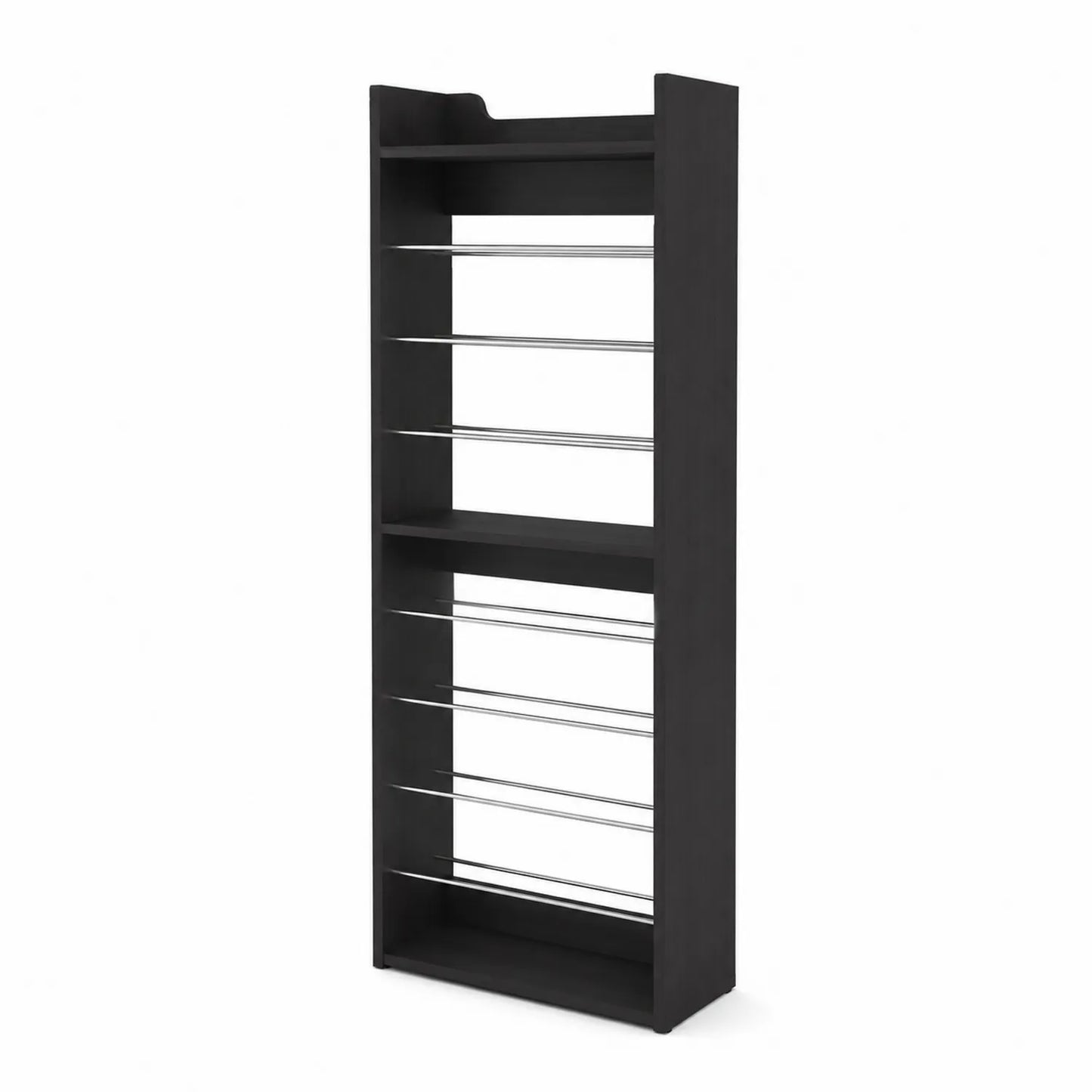 Schuhregal Holz Metall Schwarz 90x25x166 cm