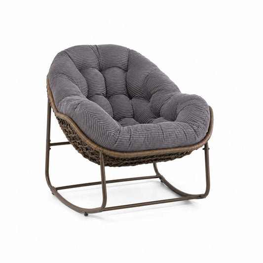 Rattan-Sessel mit Cordpolster Grau
