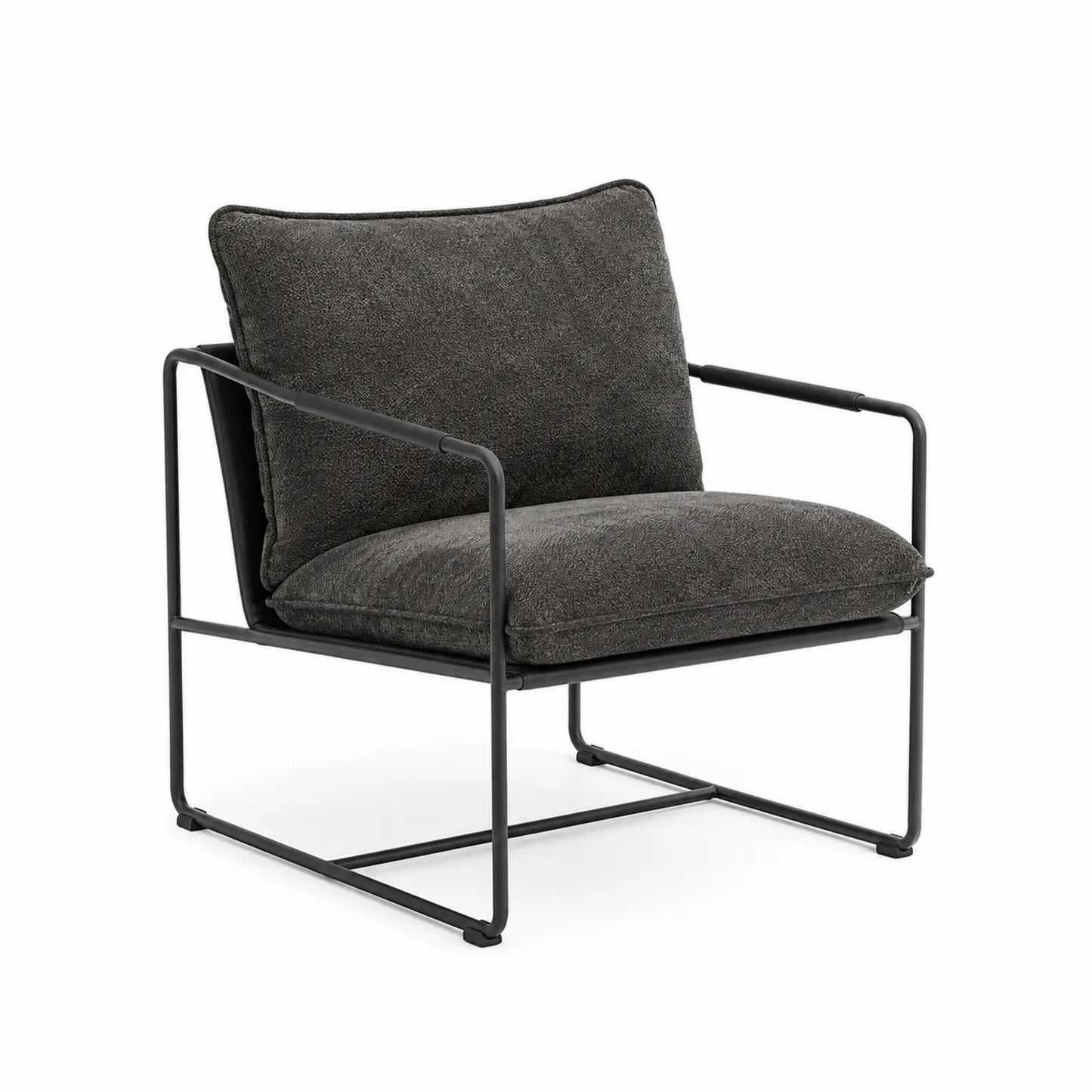Lounge Stuhl mit Metallrahmen und Anthrazit Kissen