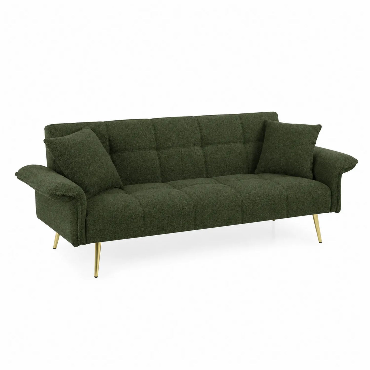 Dreiersofa aus Polyestergewebe Grün mit Metallbeinen 200cm