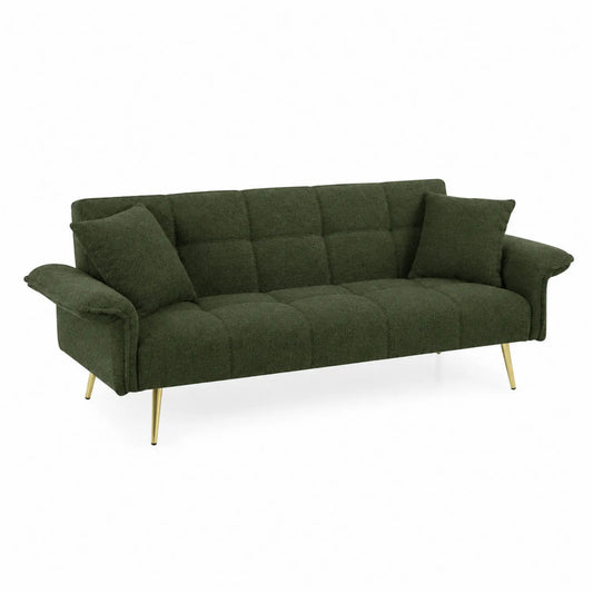 Dreiersofa aus Polyestergewebe Grün mit Metallbeinen 200cm