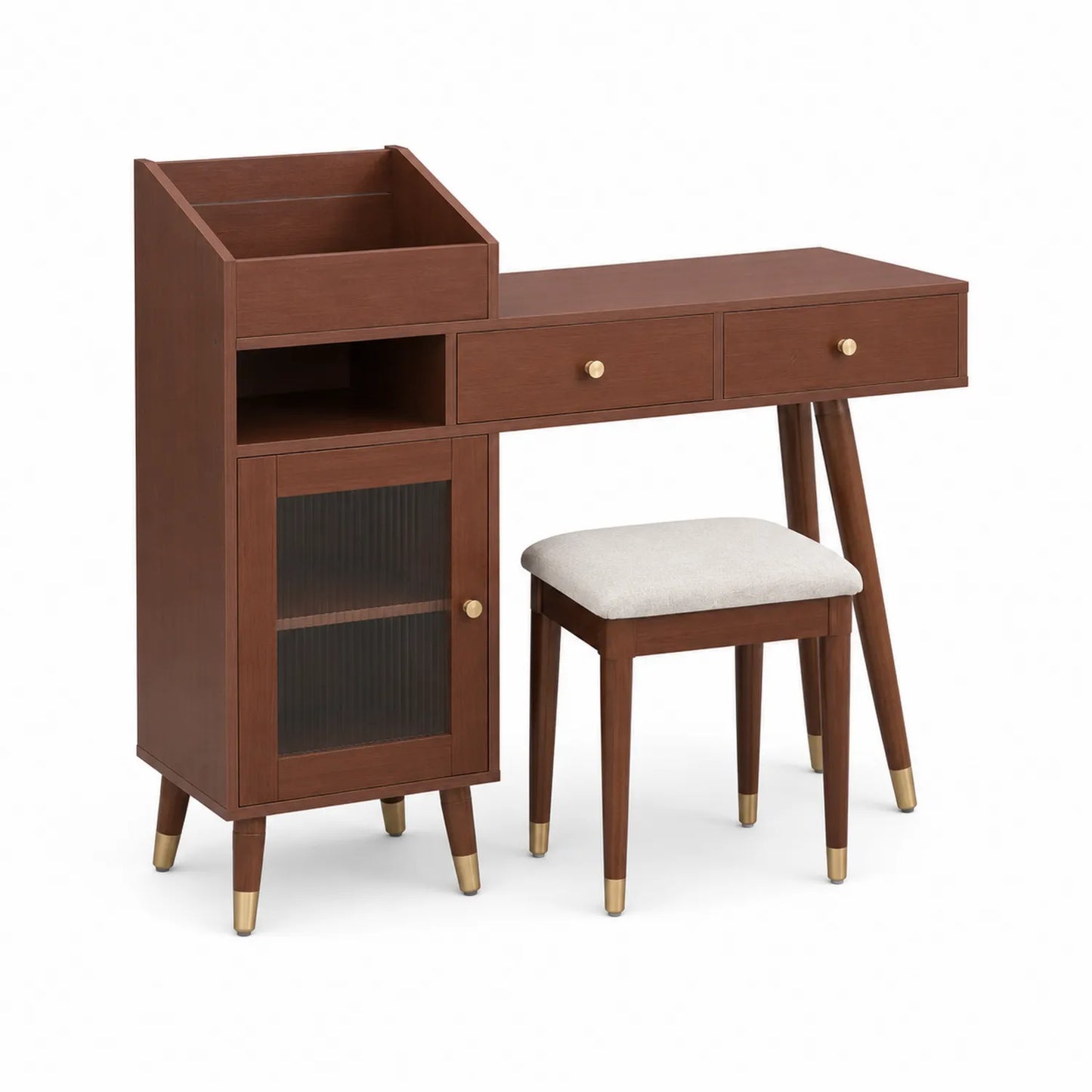 Holz Schminktisch mit Schubladen und Hocker
