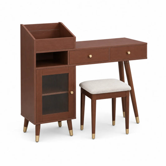 Holz Schminktisch mit Schubladen und Hocker