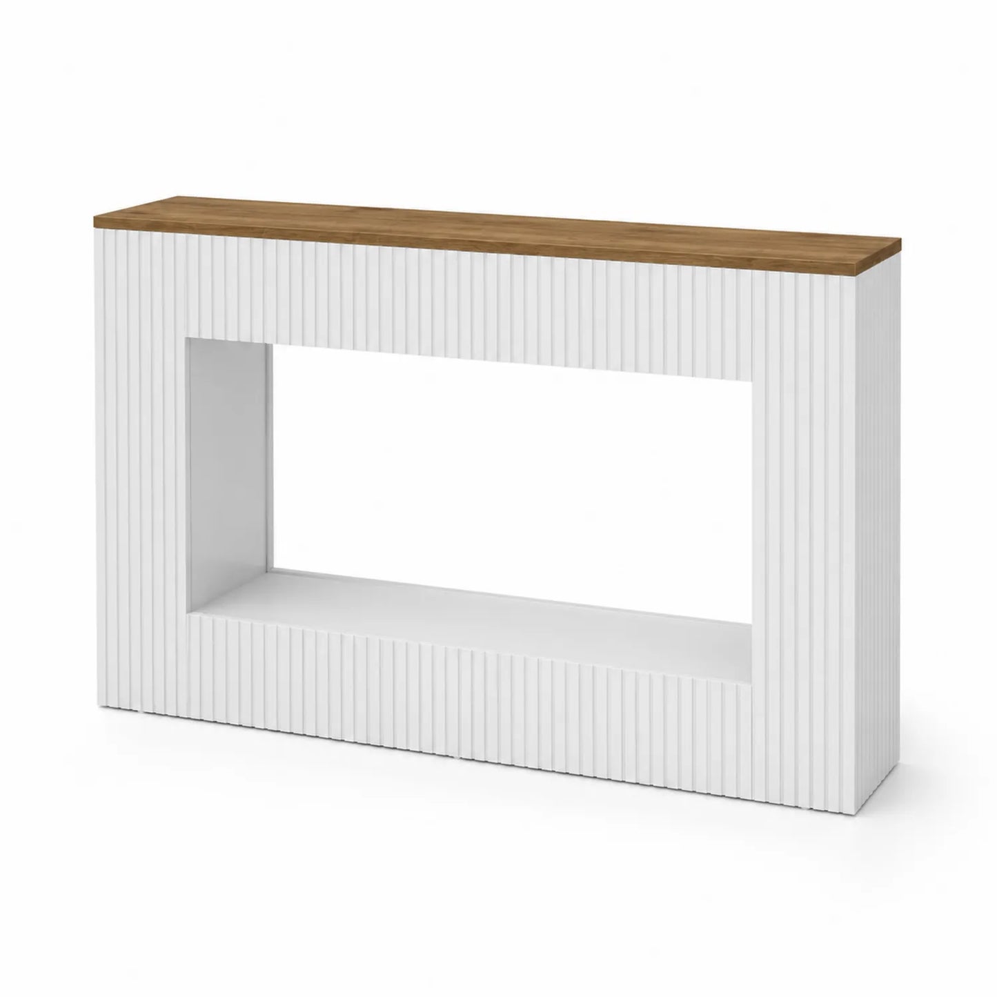 Konsolentisch MDF Weiß mit Eichenfurnier 120cm x 30cm x 80cm