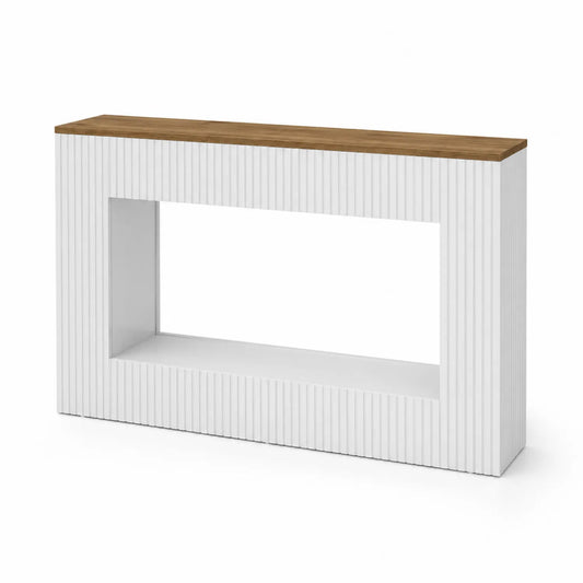 Konsolentisch MDF Weiß mit Eichenfurnier 120cm x 30cm x 80cm