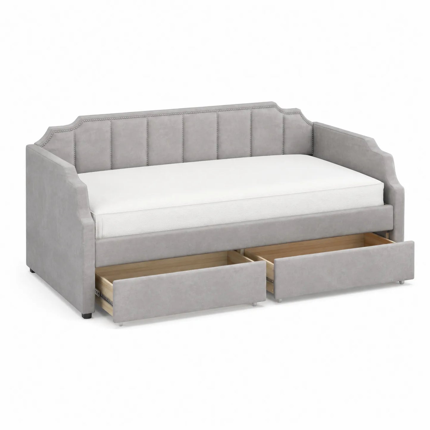 Tagesbett mit Stauraum Mikrofaserstoff Grau 200x90 cm