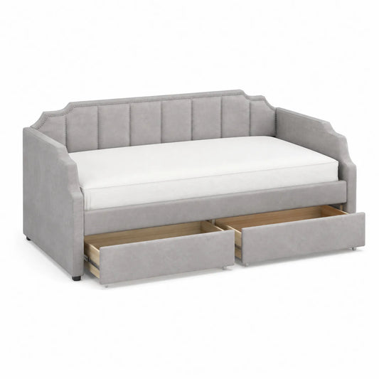 Tagesbett mit Stauraum Mikrofaserstoff Grau 200x90 cm