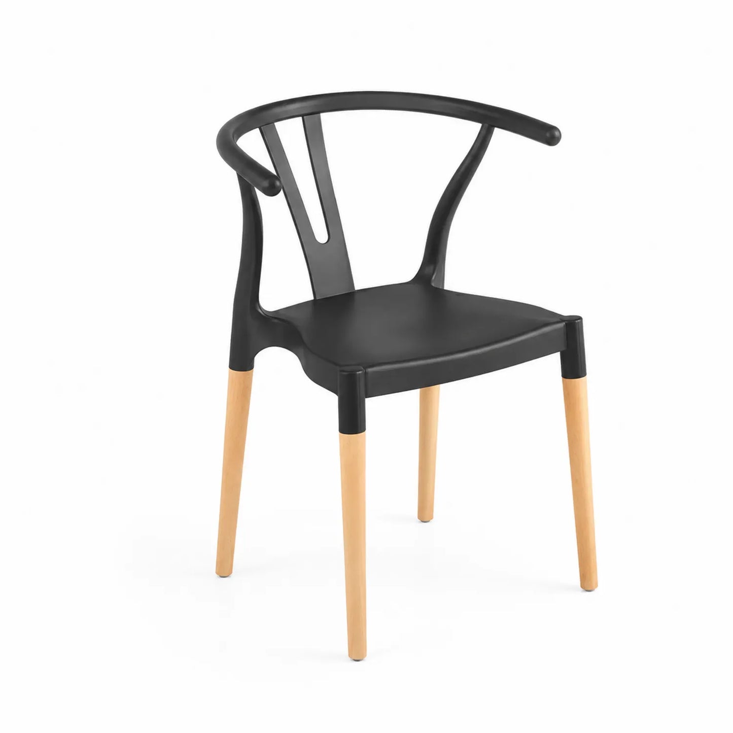 Stuhl Kunststoff mit Holzbeinen Schwarz