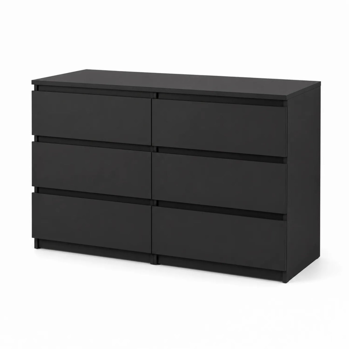 Schwarze Holzkommode mit 6 Schubladen