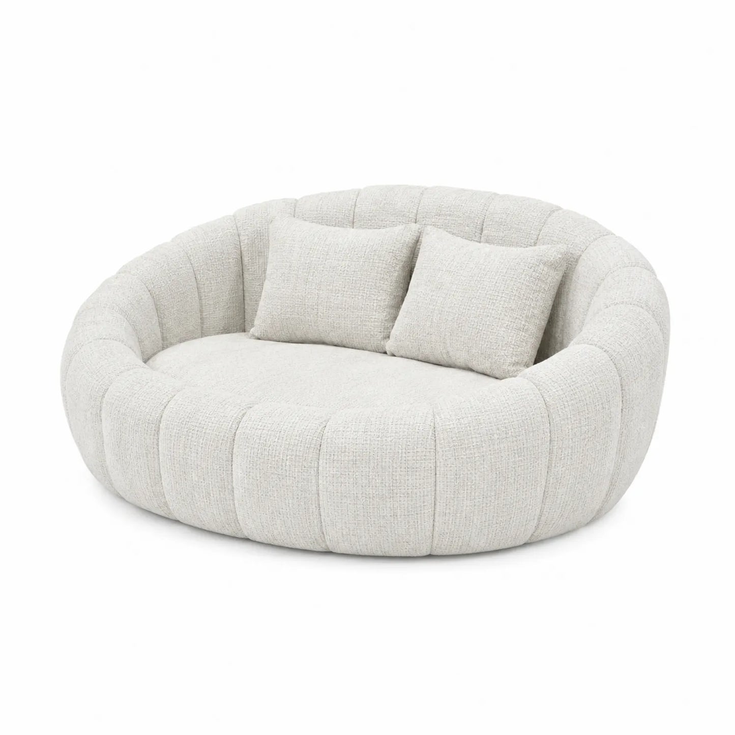 Rundes Sofa aus Polyestergewebe in Hellgrau
