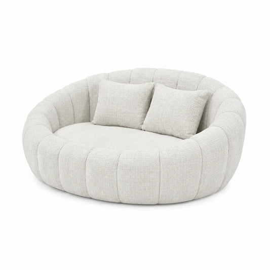 Rundes Sofa aus Polyestergewebe in Hellgrau