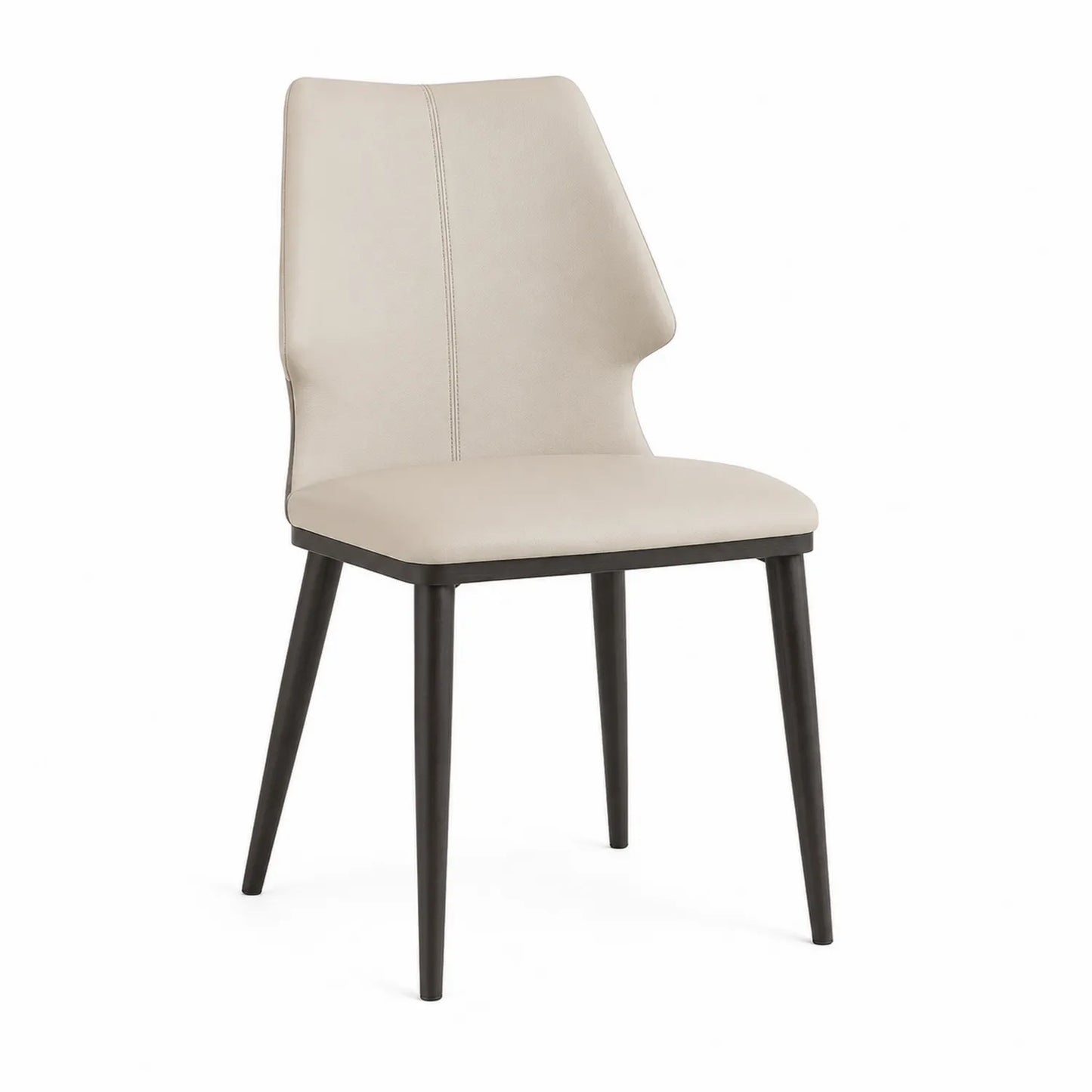 Stuhl Kunstleder Beige mit Metallbeinen