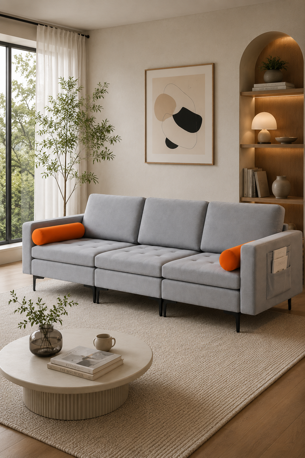 Komfortables Sofa im modernen Color-Blocking-Stil